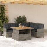  2-dijelna vrtna garnitura od poliratana s jastucima siva 110 x 110 x 40/71 cm | Shoptok.si