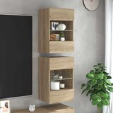  Zidni ormarići s LED svjetlima za TV 2 kom boja hrasta 40 x 30 x 60,5 cm | shoptok.hr