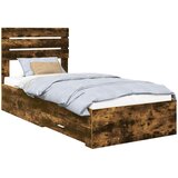  Krevetna konstrukcija Dimljeni hrast i srebrna 75 x 190 cm | shoptok.hr
