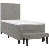 Box spring krevet s madracem svjetlosivi 90x190 cm baršunasti | shoptok.hr