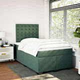 vidaXL Box spring postelja z vzmetnico temno zelena 120x200 cm žamet | Shoptok.si