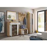 CARRYHOME garderobna klop hrast artisan, bela, visoki sijaj | Shoptok.si