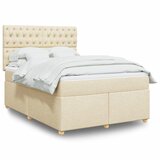 vidaXL Box spring postelja z vzmetnico krem 140x200 cm blago | Shoptok.si