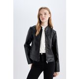 Defacto Regular Fit Zippered Pocket Black Faux Leather Jacket | Eponuda.ba