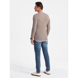 Ombre Men's cotton sweater with round neckline - cold beige | shoptok.hr
