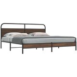 Maison Chic Kovinski Posteljni okvir - Dvoposteljna postelja - Zakonska postelja brez vzmetnice rjavi hrast 200x200 cm, (21694522) | Shoptok.si