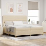 vidaXL Postelja na vzmeti z vzmetnico Krem 200x200 cm Tkanina, (22052416) | Shoptok.si