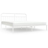  Metalni okvir za krevet s uzglavljem bijeli 193x203 cm | shoptok.hr