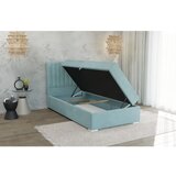 Ropez Svijetlo plavi tapecirani krevet s prostorom za odlaganje s podnicom 100x200 cm Bunny – | shoptok.hr