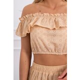 Kesi Embroidered set with blouse off-shoulders beige | shoptok.hr