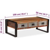 vidaXL Klubska mizica s 3 predali trden predelan les 100x50x35 cm | Shoptok.si