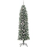 vidaXL Umjetno vitko božićno drvce s stalakom Zelena i bijela 210 cm | shoptok.hr