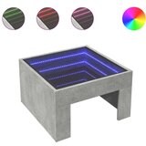 vidaXL Klubska mizica z neskončnimi LED betonsko siva 50x50x30 cm | Shoptok.si