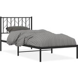  The Living Store Kovinski posteljni okvir z vzglavjem črn 90x200 cm - Posteljni Okvir, (21447492) | Shoptok.si