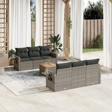 Maison Chic Seti vrtnega pohištva - Vrtna garnitura - Vrtni pohištvo set 7-delna z blazinami siv poli ratan, (21802333) | Shoptok.si