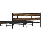 vidaXL Kovinski posteljni okvir brez vzmetnice dimljen hrast 180x200cm | Shoptok.si