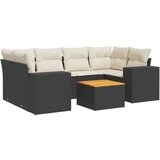 Maison Chic Seti vrtnega pohištva - Vrtna garnitura - Vrtni pohištvo set 7-delna z blazinami črn poli ratan, (21802146) | Shoptok.si