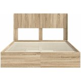  Krevetna konstrukcija s pohranom i uzglavljem Hrast sonoma Smeđa 135 x 190 cm | shoptok.hr