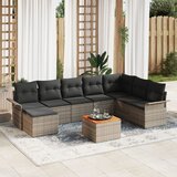 vidaXL 9-delni vrtni sofa set z blazinami Siva Poli Ratan Akacija Cene