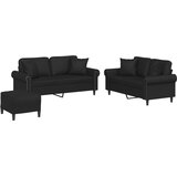  3-dijelni set sofa s jastucima crna od umjetne kože | Eponuda.ba
