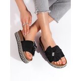 Shelvt Suede flip-flops with a bow black | Shoptok.si