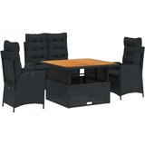 vidaXL 4-dijelni vrtni blagovaonski set od poliratana s jastucima crni | shoptok.hr