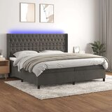  Box spring postelja z vzmetnico LED temno siva 200x200 cm žamet, (20788944) Cene