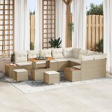 vidaXL 12-dijelni Vrtni Sofa Set s Jastucima Bež Poliratan Akacija | shoptok.hr