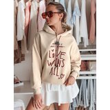DStreet Bluza damska oversize z kapturem LOVEWILL beżowa | Shoptok.si