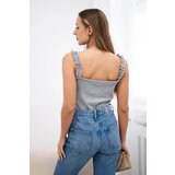 Kesi Gray nude blouse with straps | shoptok.hr