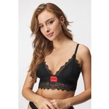Hugo Boss Grudnjak HUGO Triangle Lace Black II Bralette podstavljeni | shoptok.hr