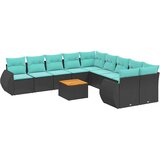 vidaXL 11-delni vrtni komplet sedežnih garnitur z blazinami črne barve poli ratan, (5000293445) | Shoptok.si