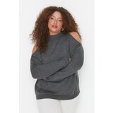 Trendyol Curve Anthracite Cutout Detailed Knitwear Sweater Cene