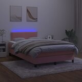 Krevet box spring s madracem LED ružičasti 120x200cm baršunasti | Eponuda.com
