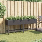 vidaXL Vrtna korita s polico 2 kosa črna 90x40x75 cm poli ratan - - črna - 13.4 - 90 x 40 x 75 cm - 2025- | Shoptok.si
