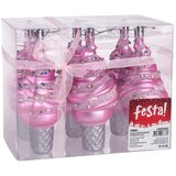 Festa Novogodišnji ukrasi za jelku Sladoled Sugared, 14cm, 6 Komada, Roze Cene