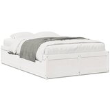 vidaXL Posteljni okvir bel 135x190 cm trdna borovina Cene