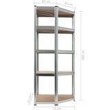 vidaXL Polica za shranjevanje jeklo in MDF 75x75x180 cm srebrna | Shoptok.si