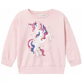 name it Sweater majica 'VISUS' plava / roza / roza / bijela