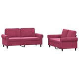  2-dijelni set sofa s jastucima crvena boja vina baršunasti | shoptok.hr