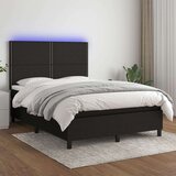  Krevet box spring s madracem LED crni 140x190 cm od tkanine | shoptok.hr