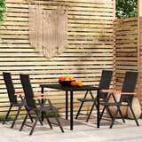  5-dijelni vrtni blagovaonski set crni Crna Dužina stola 140 cm | shoptok.hr