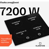 Klarstein Neotouch indukcijska kuhalna plošča | Moderna in zmogljiva | 4 kuhalne cone | 9 stopenj moči | 7200 W | 60 cm | Shoptok.si