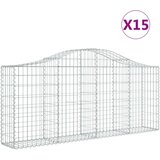 vidaXL Lučne gabionske košare 15 kom 200x30x80/100cm pocinčano željezo | shoptok.hr