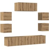  7-dijelni zidni TV ormarić Artisan hrast izrađen od drva Smeđa | shoptok.hr