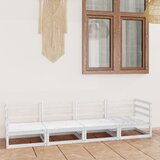 Maison Chic Vrtni kavč - Zunanji kavč štirised bela trdna borovina, (22041768) | Shoptok.si