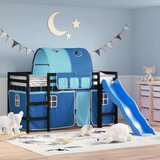 vidaXL Otroški pograd s tunelom moder 90x190 cm trdna borovina | Shoptok.si