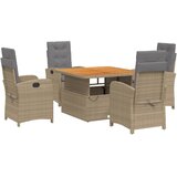 The Living Store Vrtna jedilna garnitura 5-delna z blazinami bež poli ratan - Vrtna Jedilna Garnitura, (21451215) | Shoptok.si