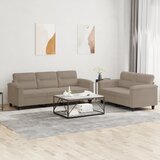  2-dijelni set sofa s jastucima smeđesivi od mikrovlakana | Eponuda.com