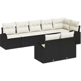 vidaXL 8-dijelni vrtni kauč set s jastučićima Crni poli ratan, dvostruka vrtna sofa s pohranom i jastučićima Crni poli ratan | shoptok.hr